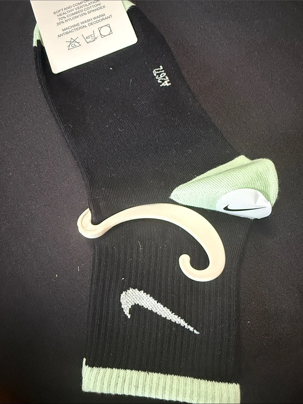 Nike Black & Mint Crew Socks - S/M